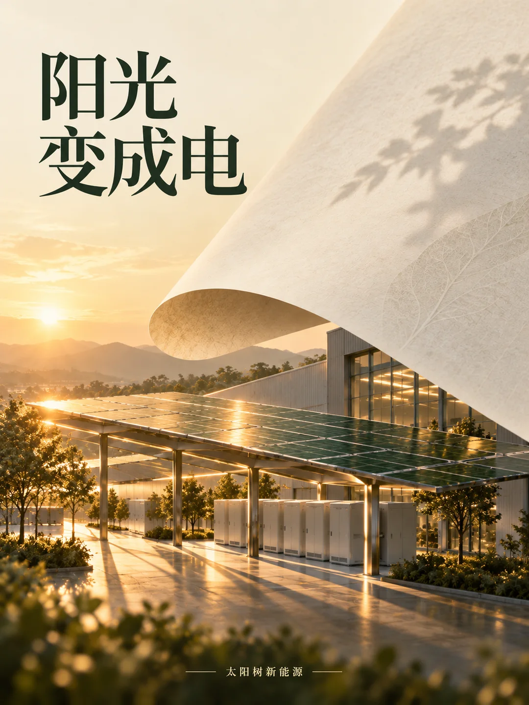 阳光变成电,AI概念配图