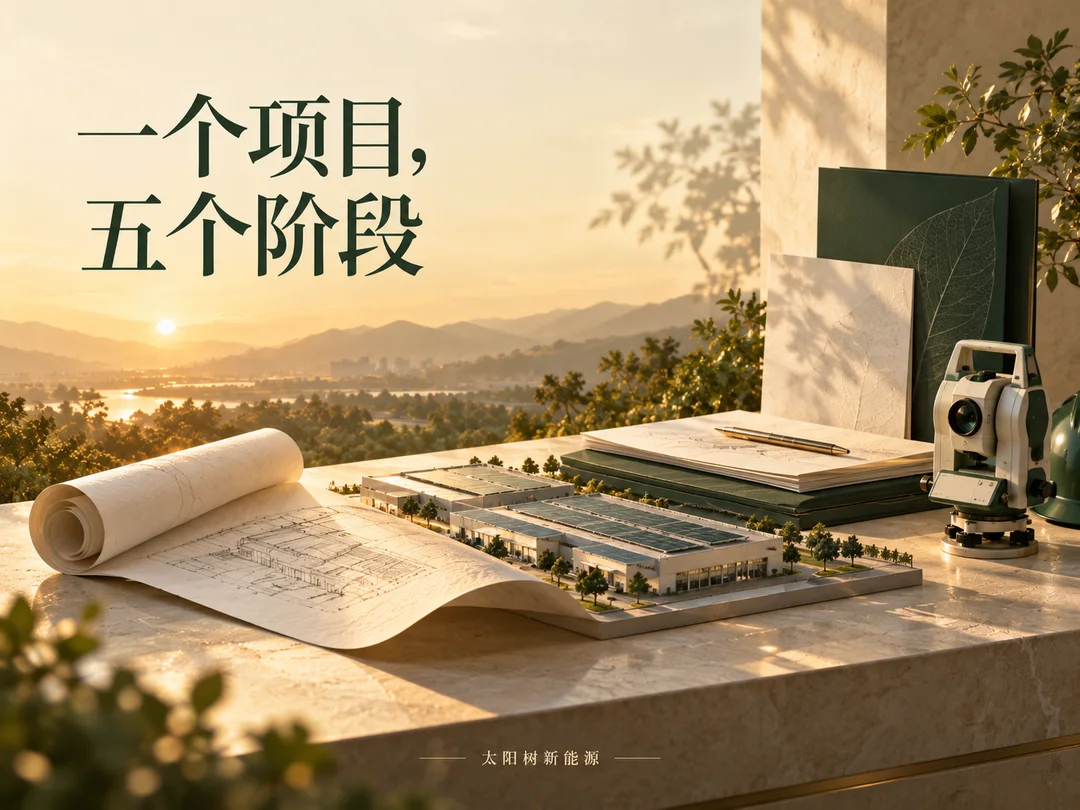 一个项目,五个阶段,AI概念配图